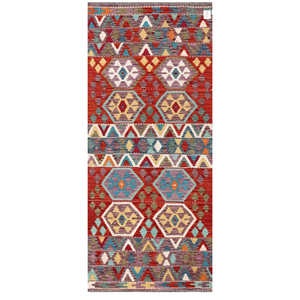 Alfombra Kilim de Maimana, Afganistán, 195 x 84 cm, Textil para el Hogar, Alfombra Afgana Tradicional Hecha a Mano - Product Image 1