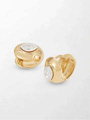 Elegantes Pendientes Huggie con Diamantes Cultivados en Laboratorio, Corte Marquesa, 0.57 Ct, Color EF, Claridad VVS VS, Oro Amarillo de 18K, Diseño Curvo Alargado - Product Image 3