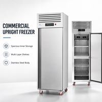 Réfrigérateur vertical commercial 500L à porte simple en acier inoxydable avec refroidissement par ventilateur et compresseur Embraco
