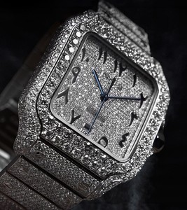 Nouvelle arrivée Montre Hip Hop Iceout Moissanite Diamond Miyota Alarme pour hommes Bracelet en acier inoxydable fait à la main Boîtier mécanique Date automatique - Product Image 5