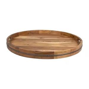 Plateau de service rond en bois Nouveau design Plateau de nourriture Plateau en bois élégant pour servir des plats à la maison Cuisine et Restaurant Utilisation - Product Image 1
