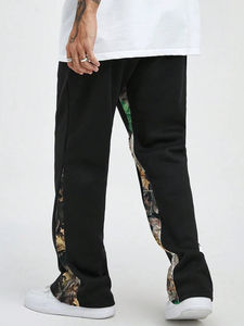 Streetwear personnalisé de haute qualité pour hommes, pantalons de survêtement évasés en coton, pantalons de survêtement évasés avec cordon de serrage empilés - Product Image 2