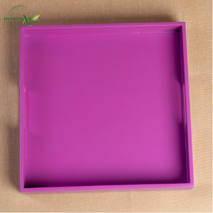 Plateau de service carré en bambou tressé laqué fait main - Écologique, imperméable, durable, léger, personnalisable, portable - Product Image 2