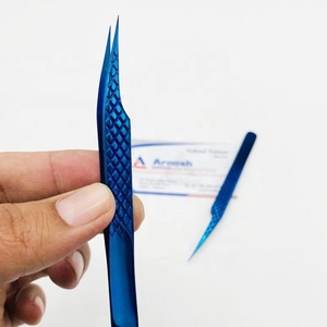 Pince à épiler à isolation plasma bleue en gros avec logo personnalisé pince à épiler à extension de cils en acier inoxydable massif avec prise en diamant - Product Image 2