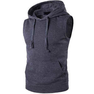 Sweat à capuche d'entraînement pour hommes 100% coton sans manches débardeurs Design brodé numérique pour la musculation Muscle Training Winter - Product Image 6