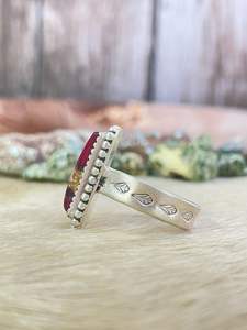 Anillo Ajustable de Plata de Ley Hecho a Mano con Rosa Roja y Dalia, Anillo Floral con Piedra Preciosa Natural para Mujer, para Bodas y Fiestas - Product Image 2