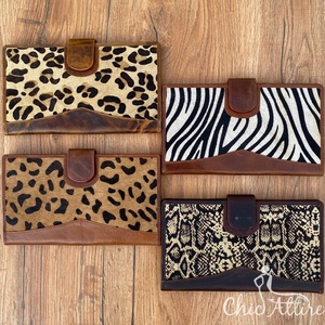 Cheveux à la mode faits à la main sur imprimé Animal bi-pli mince portefeuille porte-cartes de crédit beau et Durable en cuir véritable sac à main pour femmes - Product Image 1