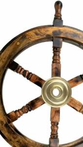 24 "Premium Nautique Bois Bateau Roue Tenture Murale Calvin Artisanat Exclusif Pirates Décoration Murale Fait Teck Poli Technique - Product Image 4