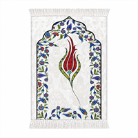 Tapis de prière pour enfants, tapis de prière islamique doux pour enfants avec un motif floral de tulipes, Sajadah portable pour garçons et filles, cadeau pour le Ramadan et l'Aïd