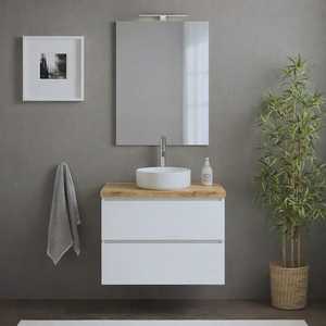 ตู้ห้องน้ำติดผนังโคริซินี 60 ซม. พร้อมท็อปสีขาวเงาและกระจก 60x80 ซม. เฟอร์นิเจอร์ห้องน้ำดีไซน์อิตาลี - Product Image 1