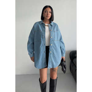 เสื้อเชิ้ตเดนิมโอเวอร์ไซส์สำหรับผู้หญิง - Product Image 5