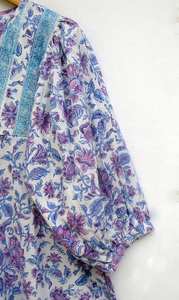 2025 New Arrival Cotton Ditsy Flower Printed A-Line Long Maxi <b>Dress</b> for Women Casual Indian Wear Natural Waistline Button - Product Image 4