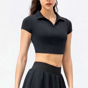 En gros 2024 Athlétique Sports Fitness Sexy Crop Yoga Top Avec Col Tennis Femmes Polo Personnalisé Tennis Chemise Dernière Conception - Product Image 6
