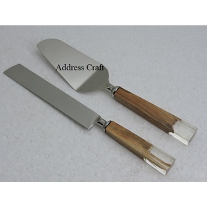 Dernier ensemble de serveurs de gâteaux en acier inoxydable 18/8 avec poignée en résine de forme normale Logo personnalisé Outils de service de gâteaux Outil de service de gâteaux - Product Image 2