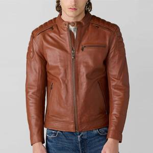 เสื้อแจ็คเก็ตหนังสีน้ำตาลสำหรับผู้ชาย - ทนทานและกันลม เหมาะสำหรับขี่มอเตอร์ไซค์และสวมใส่ในชีวิตประจำวัน - Product Image 3