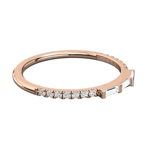 แหวนแต่งงานดีไซน์เนอร์เพชรทรงกลมและทรงบาแกตต์สำหรับผู้หญิง - Product Image 1