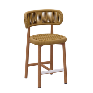 Modern Luxury European Rattan Bar <b>Stool</b> with Solid Wood Frame Ideal <b>for</b> Cafe Kitchen Island Bar Counter and Scandinavian Spaces. - Product Image 4