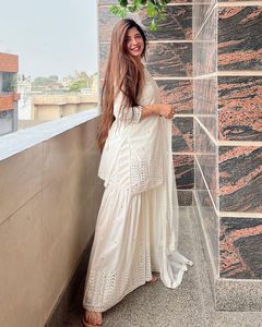 Derniers vêtements ethniques de créateurs pakistanais Ensemble magnifique robe georgette brodée Sharara Gharara Kurti personnalisable - Product Image 3