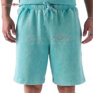 Pantalones cortos holgados lavados con ácido para hombre, ropa de calle Vintage de algodón 100%, estilo informal atractivo con aspecto lavado - Product Image 4
