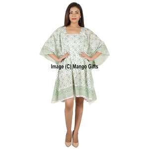 Vestido Kaftán 100% Algodón para Mujer, Talla Única, Kimono de Noche, Túnica con Estampado a Mano, Traje de Baño - Product Image 5