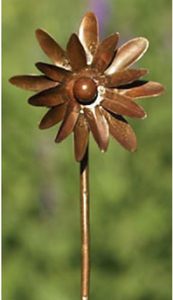 Zinnia Spinner Flower Stake Décoration de jardin moyenne décoration rouillée rouille avec boule en acier inoxydable piquet de lit pointu - Product Image 5