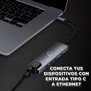 Hub Adattatore USB-C a 5 Porte in Lega di Alluminio con Ricarica Rapida 100W e Trasferimento Dati Ethernet Disponibile - Product Image 5