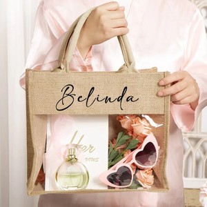 Sacs-cadeaux en jute personnalisables de haute qualité Sacs à provisions en gros réutilisables Impression personnalisée sur Textiles et produits en cuir - Product Image 3