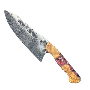 Cuchillo de Chef de acero de Damasco hecho a mano OEM de alta calidad personalizado al por mayor con la mejor Funda de cuero cocina de diseño único - Product Image 5