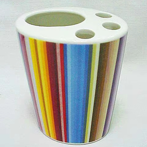 ถ้วยใส่แปรงสีฟันเซรามิกสีรุ้งทรงรีเป็นมิตรต่อสิ่งแวดล้อมสำหรับตกแต่ง - Product Image 1