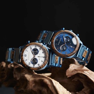 Design Your Own Luminous Citizen Quartz <b>Men's</b> Dress <b>Watch</b> Wooden Natural Walnut Case Leather Strap 10 Bar Water Resistance Auto - Product Image 1