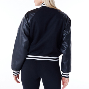 Wholesale Winter Varsity Baseball Bomber Coat <b>Jacket</b> <b>Men</b> Hip Hop Custom <b>Letter</b> Patchwork Woolen Cow Skin Button <b>Jackets</b> - Product Image 4