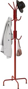 Perchero de Metal rojo para abrigos, perchero con ganchos, bufanda de madera y Metal, bolsa, toalla, tapa para llaves, puerta de almacenamiento, organización de pie - Product Image 3