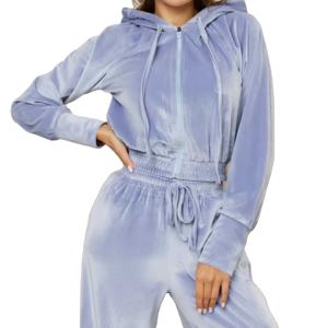 Ensemble de survêtement en molleton zippé 2 pièces élégant pour femmes et hommes, de haute qualité, pour l'hiver - Product Image 5