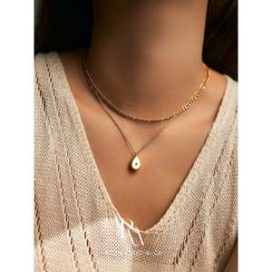 Collana a Catena Figaro Placcata Oro 18k Impermeabile, 0,8mm, Antiossidante, Collane Stratificate alla Moda - Product Image 5