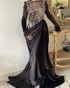 Vestido de Noche Elegante de Satén de Lujo, con Corpiño Drapeado, Vestido de Graduación Sofisticado con Estampado para un Look Impresionante, Corte en A - Product Image 3