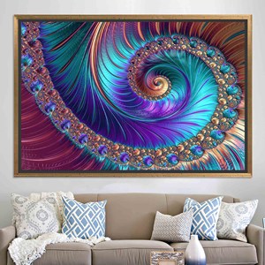 Toile imprimée moderne : Art abstrait en spirale 3D pour décoration murale contemporaine, TOILE ENCADRÉE DORÉE - Product Image 1