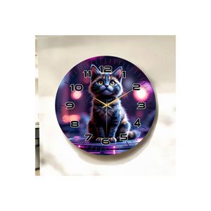 Reloj de pared de mesa de madera silencioso de 50cm, estampado de Color oscuro, número de patrón de gato, regalo - Product Image 1