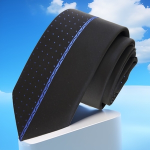 <b>Navy</b> Polka Dot Custom Panel Cut Slim Fashion <b>Tie</b> - Product Image 1