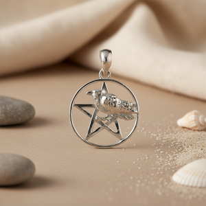 Women's Gothic 925 Silver Raven <b>Pentagram</b> Pendant with Rose Gold & 14K Gold Plating Rhodium Charm Pendant Main Material Gold - Product Image 1