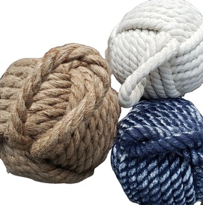 Large Knotted Rope Doorstop with Loop Monkey Fist Sailor Rope Knot Heavy Doorstoper Jute Rope - <b>Nautical</b> Decor - Product Image 1