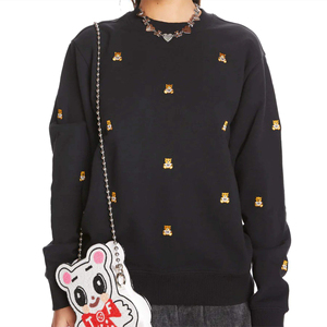 <b>Black</b> Embroidered Crewneck <b>Sweatshirt</b> Men Women Casual Long Sleeve Pullover Streetwear Cozy Soft Cotton Fleece Top - Product Image 5