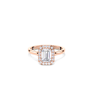 IGI Certified 1.18CT Emerald Cut Halo Lab Grown Diamond Engagement <b>Ring</b> 9K Yellow/White/Rose Gold Geometric Frame Bridal <b>Ring</b> - Product Image 1