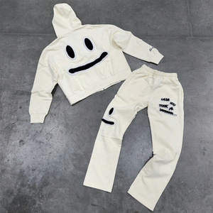 Logo personnalisé 3D Puff Print Sweatsuits Deux Pièces Tech Fleece 100% Cotton Jogger Sets Survêtement Surdimensionné pour hommes - Product Image 2