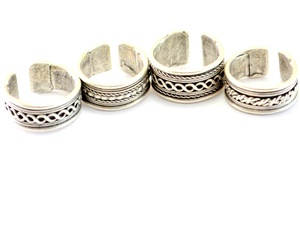 Anillo de hombre grueso Unisex con envoltura de ondas de banda, joyería de cuerda Vintage Oriental de declaración de plata antigua, delicada Medieval - Product Image 6