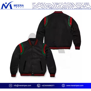 2025 nouveauté couleur noire unie veste de baseball pour hommes Logo personnalisé tissu respirant grande taille veste universitaire pour hommes - Product Image 4