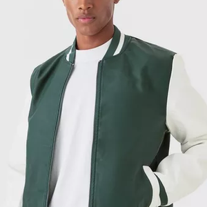 Veste de baseball en cuir sur mesure en gros, veste varsity, streetwear pour hommes, imperméable, respirante, fermeture éclair sur le devant - Product Image 5