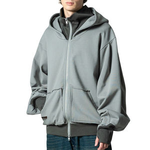 Sweat à capuche pour homme en denim délavé surdimensionné vintage déchiré à manches longues personnalisé OEM de haute qualité - Product Image 1