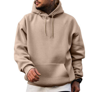 Sweat-shirt à capuche uni surdimensionné en coton épais avec logo personnalisé unisexe Sweat-shirt à col rond gaufré pour hommes Sweat-shirt vierge col rond uni pour hommes - Product Image 1