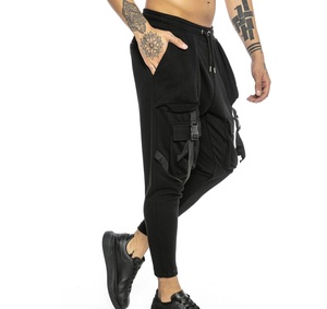 Pantalones deportivos de cintura alta para hombre, pantalones deportivos personalizados de algodón con múltiples bolsillos y cierre elástico - Product Image 2