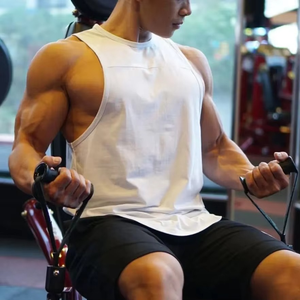 Camiseta sin mangas blanca ecológica personalizada para hombre, ropa deportiva de secado rápido, ropa deportiva de verano antiestática, ropa de gimnasio transpirable de talla grande - Product Image 3